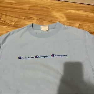 champion baby blue crewneck